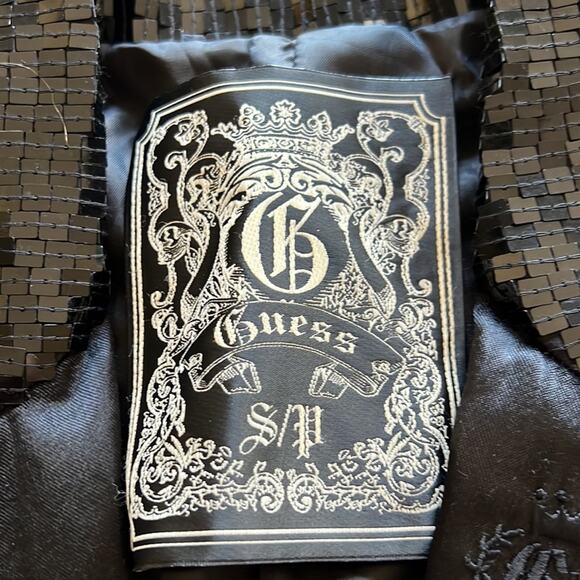 Guess Black Sequin Blazer Jacket Woman Size Small Satin Lined Special Occasion - Picture 6 of 12